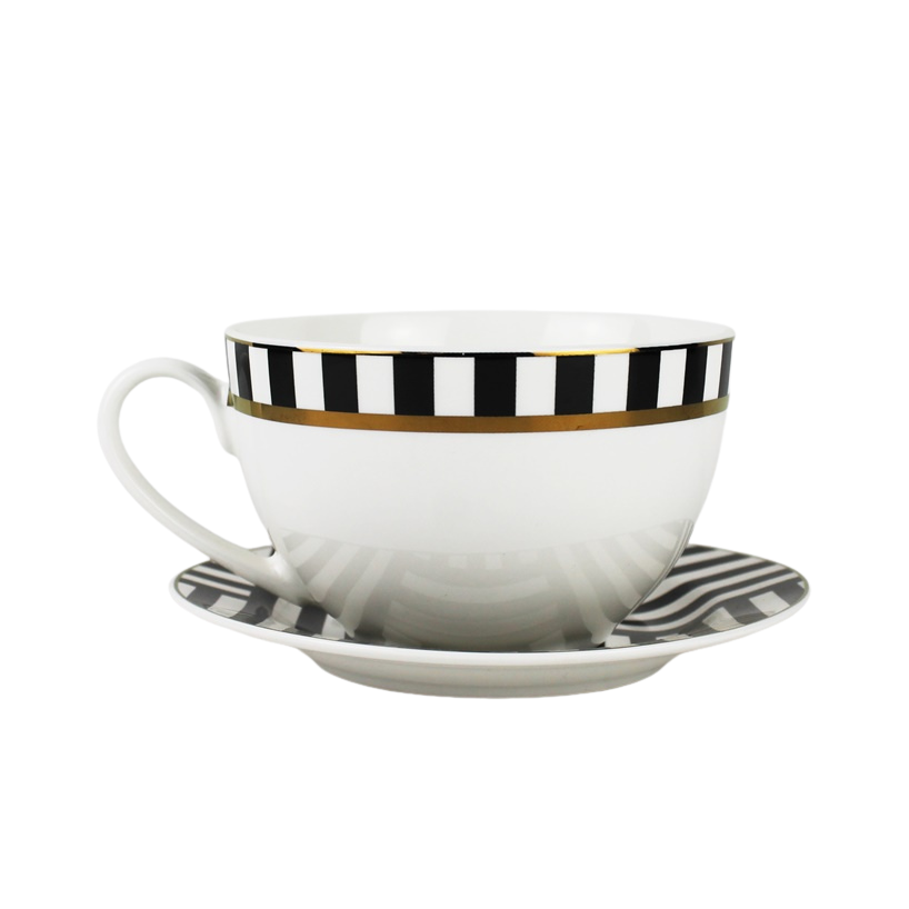 Juego de té vajilla Rayas negras