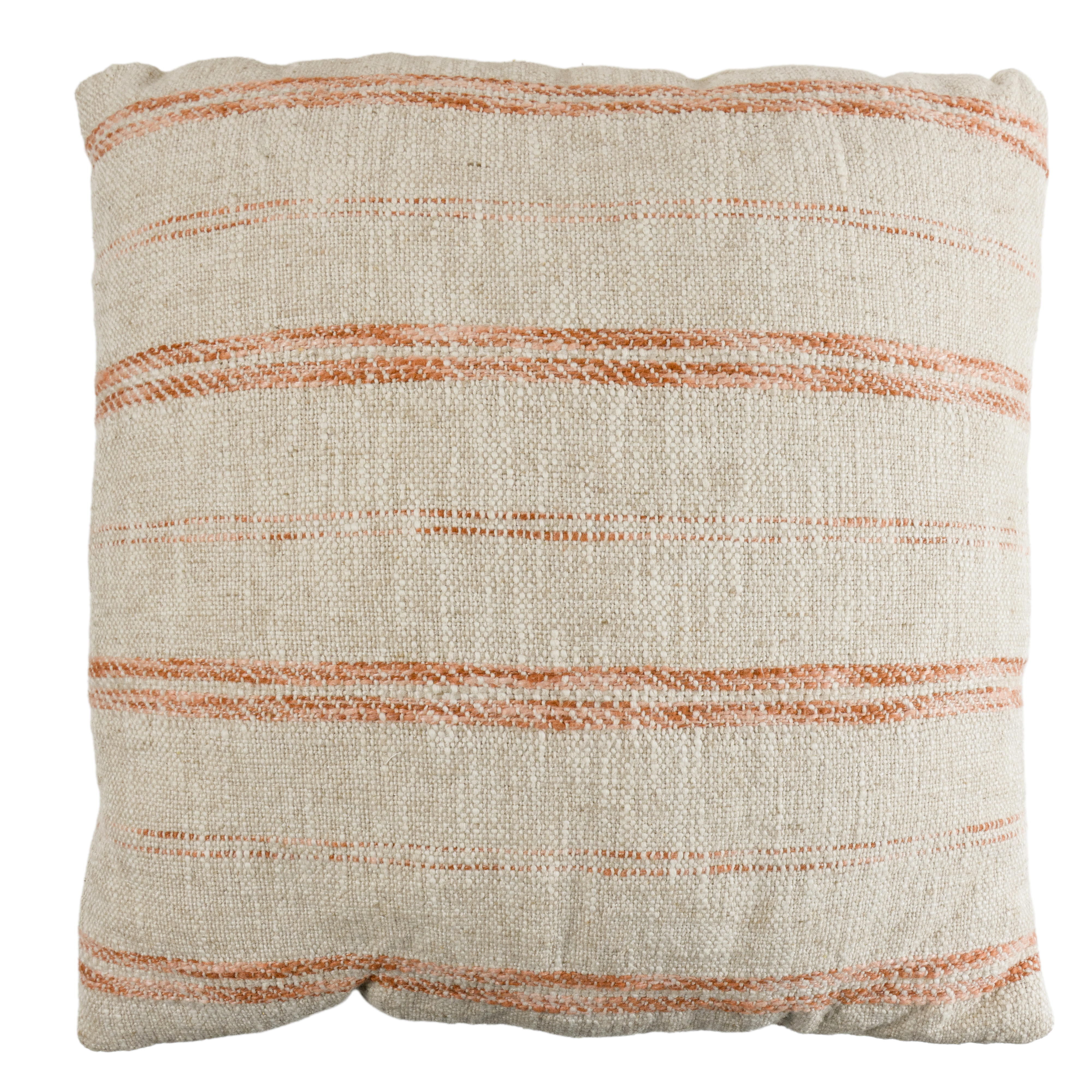 Cojin arpillera raya teja