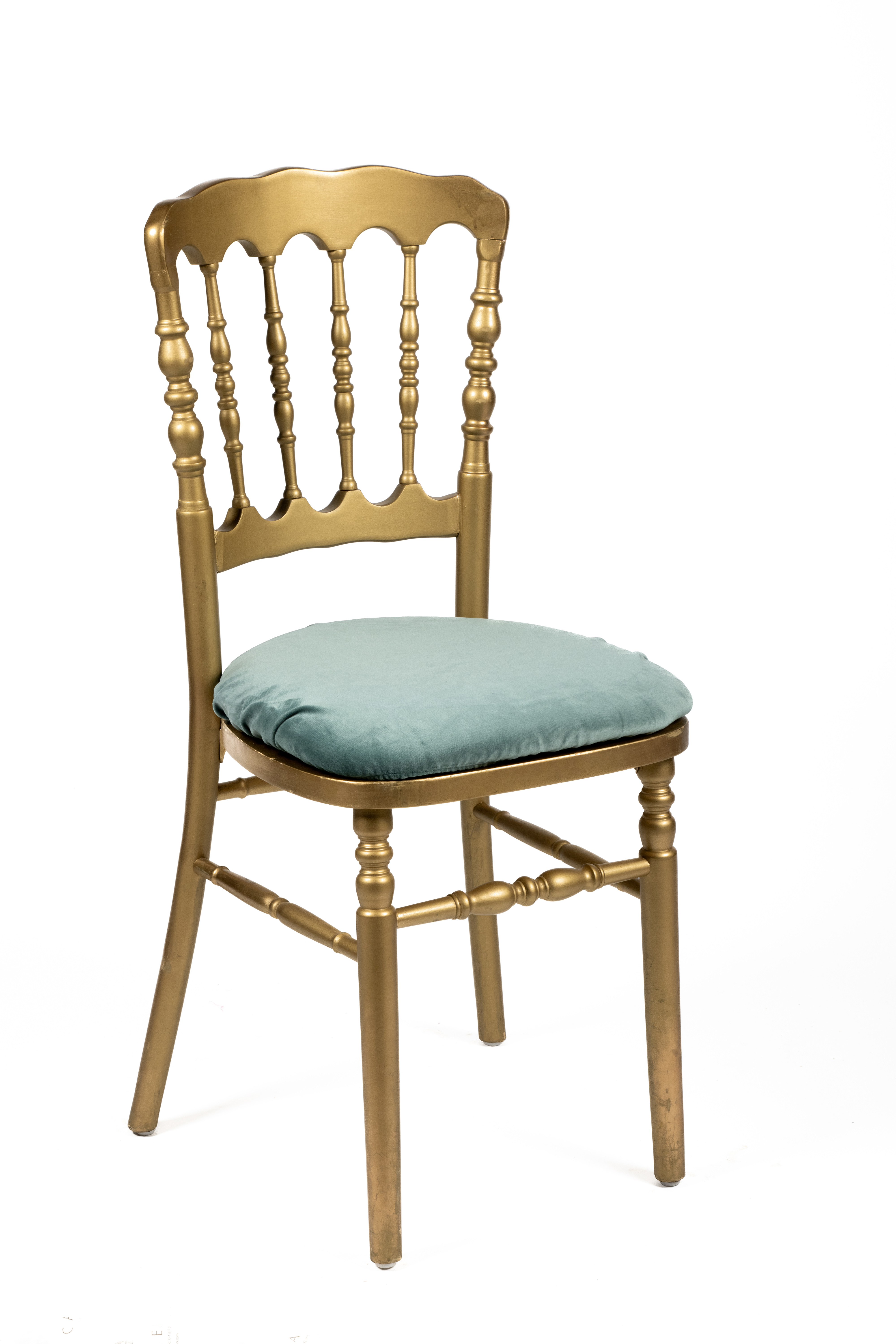 Cojin verde silla napoleon dorado