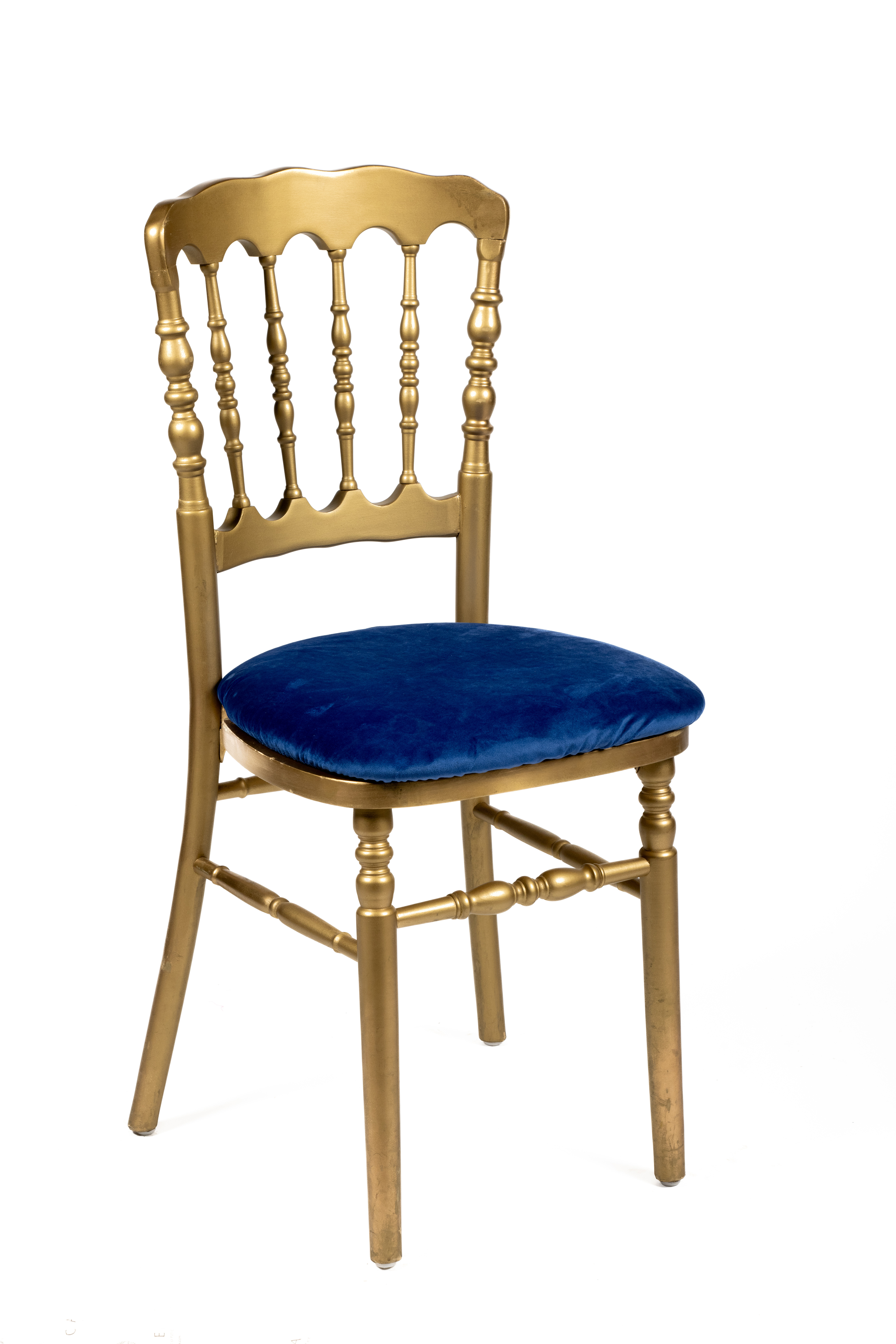 Cojin azul oscuro silla napoleon dorada