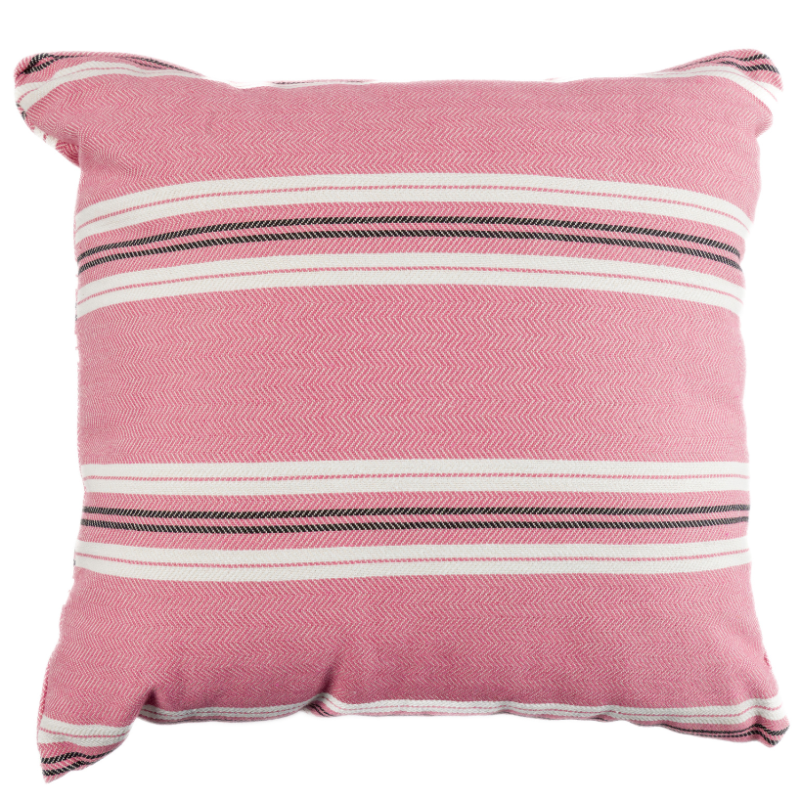 Cojin raya blanca y rosa