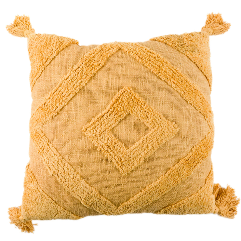 Cojin  borlas amarillo