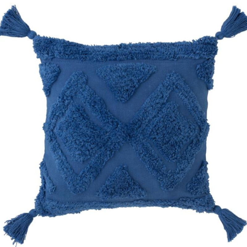 Cojin  borlas azul