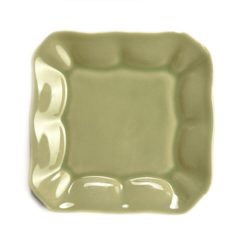 Plato de pan verde cuadrado