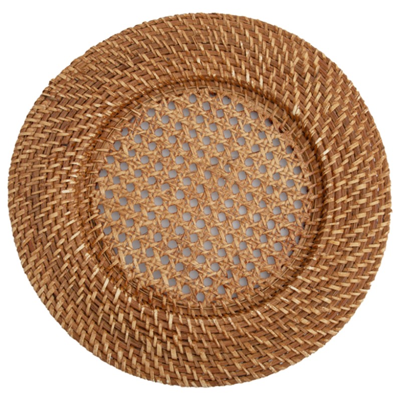 Bajoplato rattan rejilla oscuro