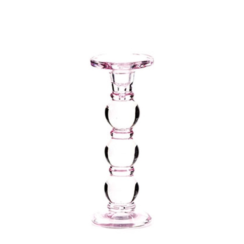 Candelabro cristal rosa alto